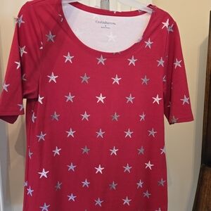 Croft & Barrow Star Print Scoop Neck Tee, Size Small